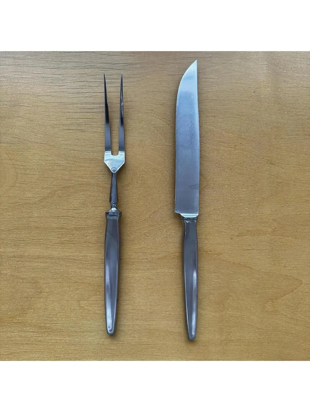 2 VTG Eickhorn Roneusil SIBYLLE Stainless German Flatware Carving Knife Set MCM